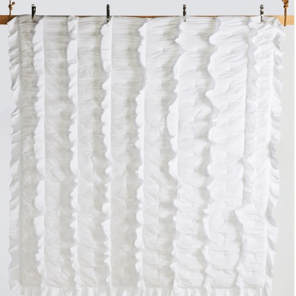 Set‎ Zaida Ruffled Voile Fresh White Quilt + Shams